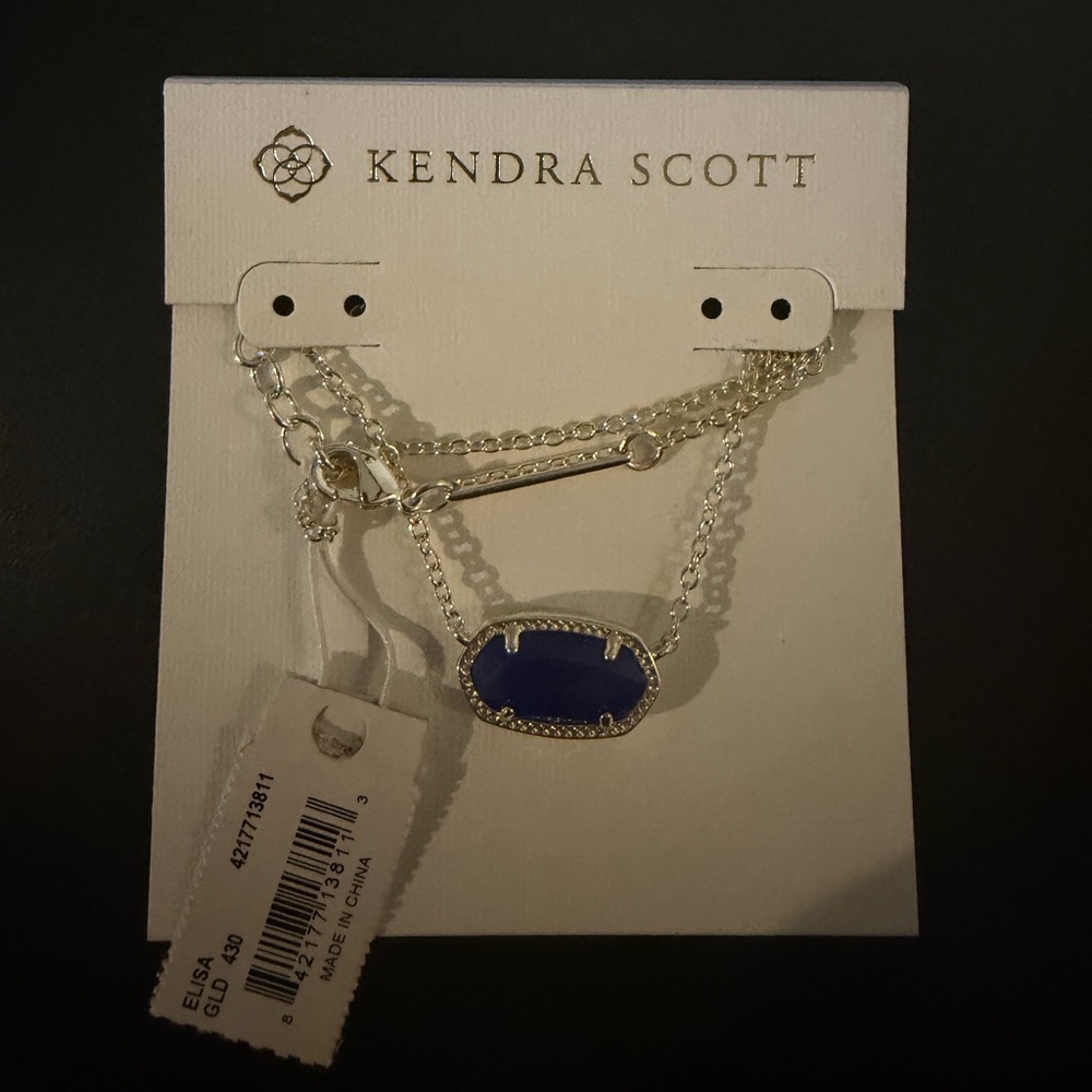 Kendra Scott Gold Chain Elisa Necklace with Sapphire Stone